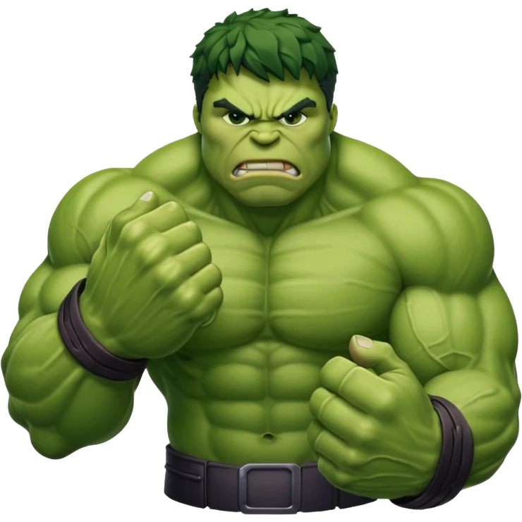big muscular green cool hulks fist with 5 fingers emoji