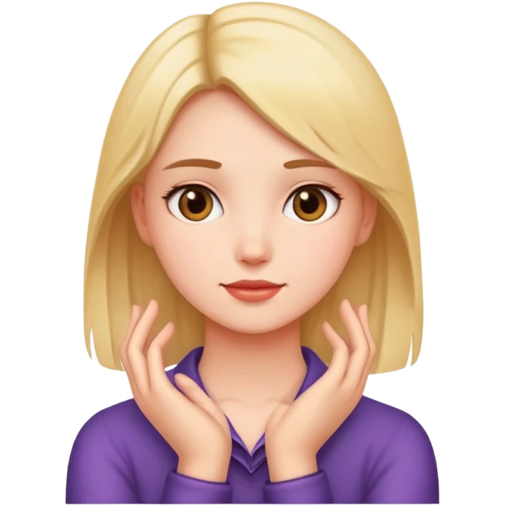 girl holding hands around neck emoji
