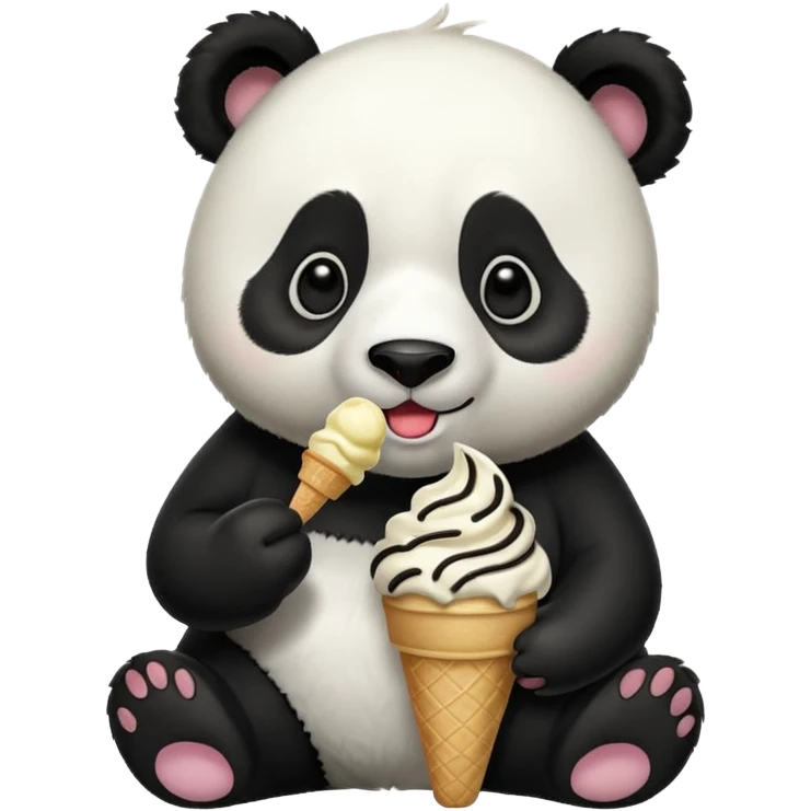 Panda eating ice cream emoji