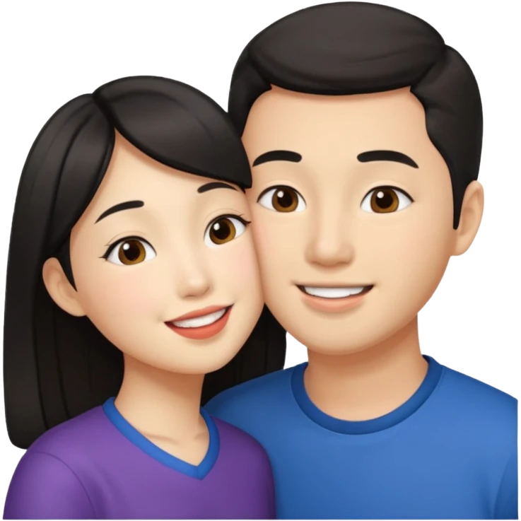 Asian girl kissing her man on the cheek emoji