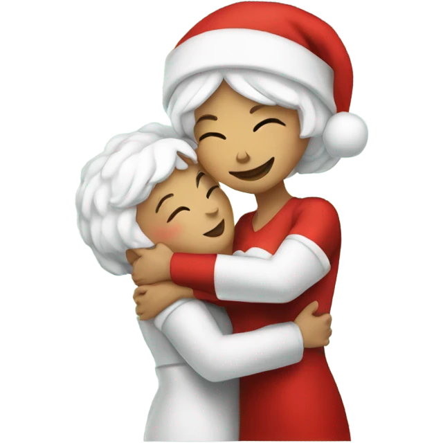 two white mrs claus hugging emoji