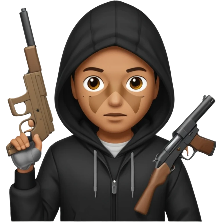 Una persona encapuchada con una pistola emoji