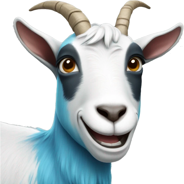 Smiling goat, blue hair emoji