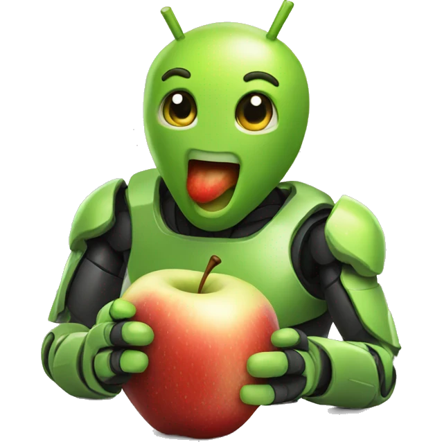 Android eating a apple emoji
