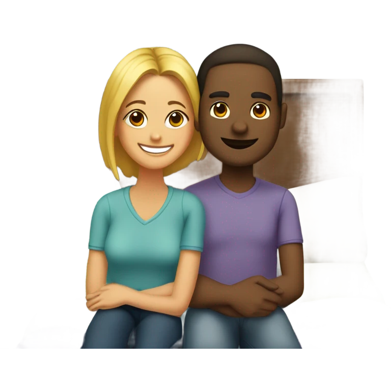 A couple sit on the bed emoji