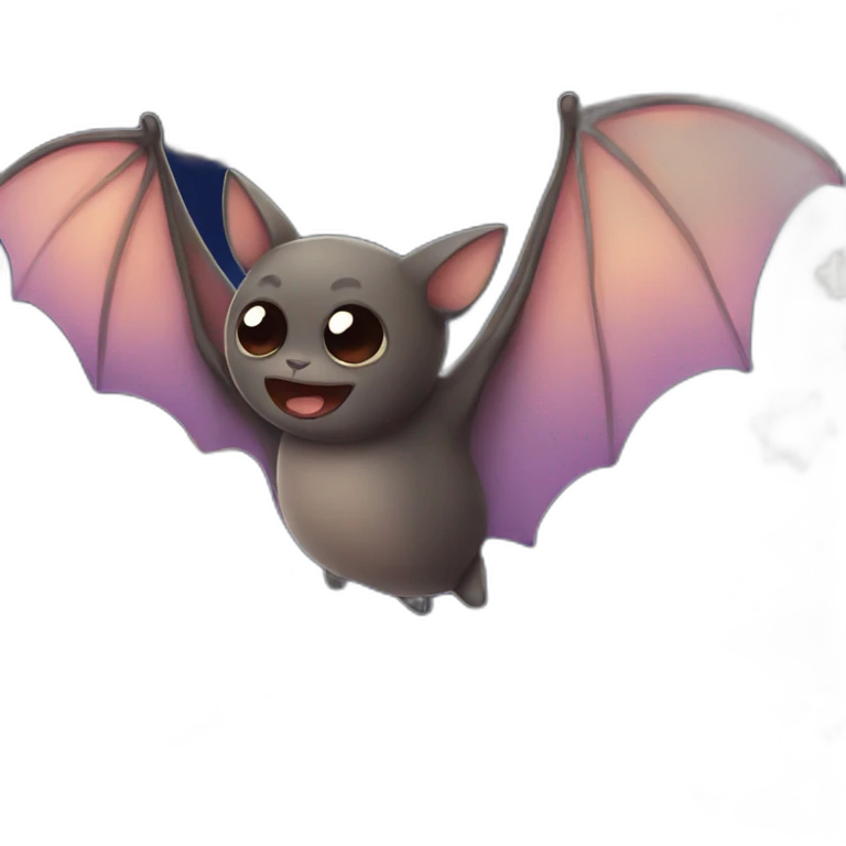 Bat flying at night cute emoji