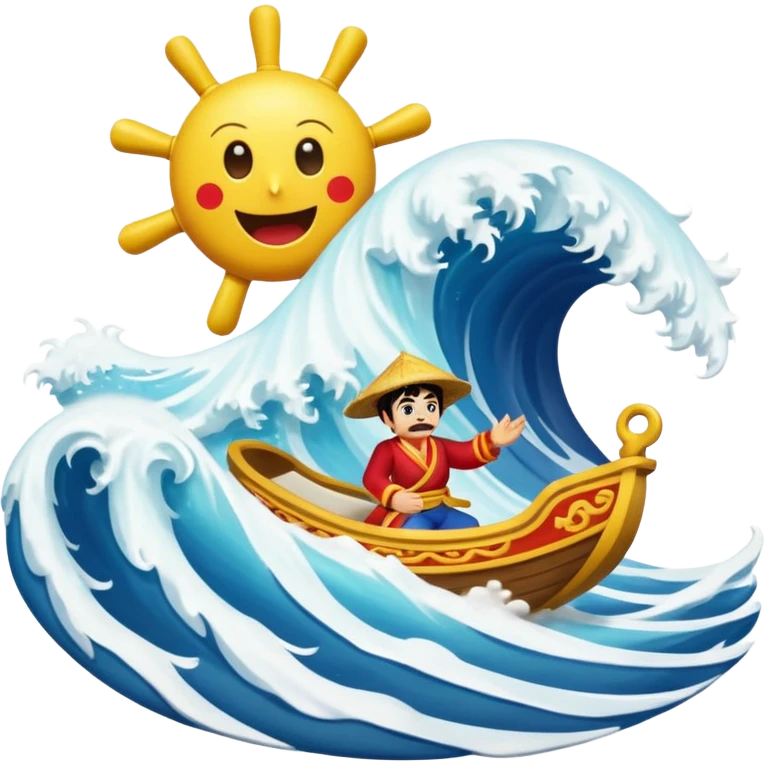 jimbei steering the thousand sunny on a giant wave emoji