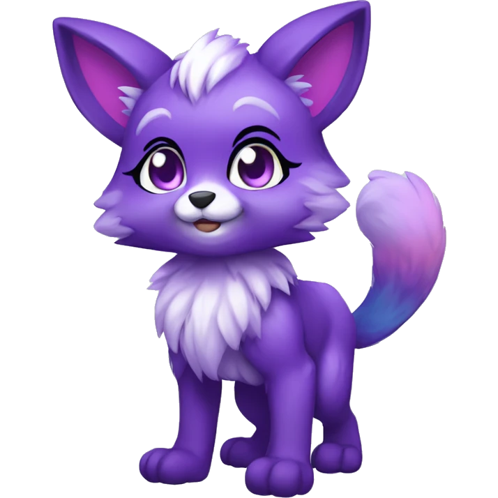 shiny, colorful, purple, gradient, Kemono-style, Chibi, Anthro-Fur-Sona-Fakémon, Full Body emoji