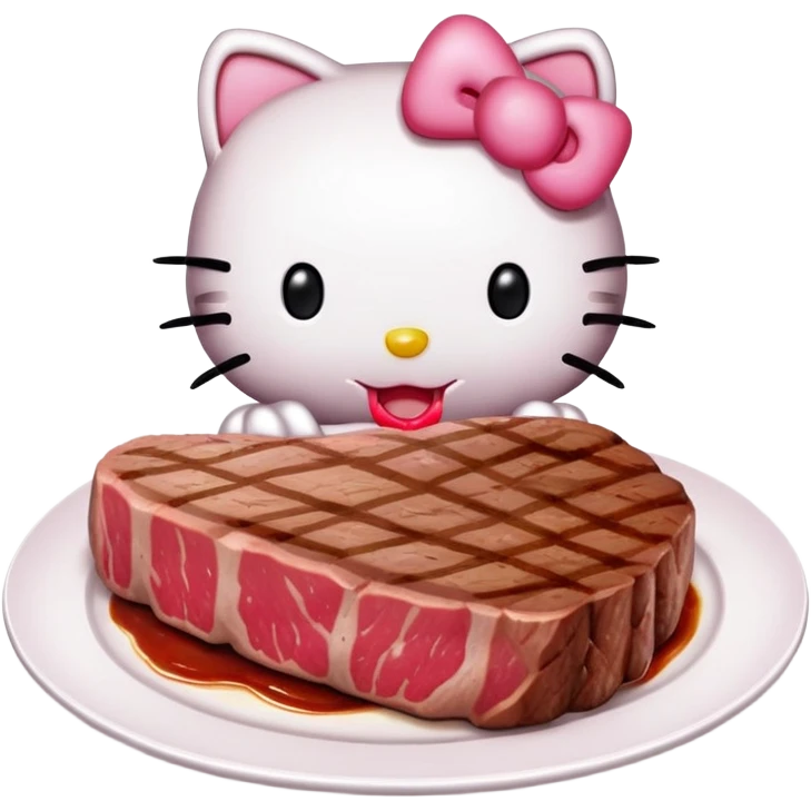 hello kitty eating steak emoji