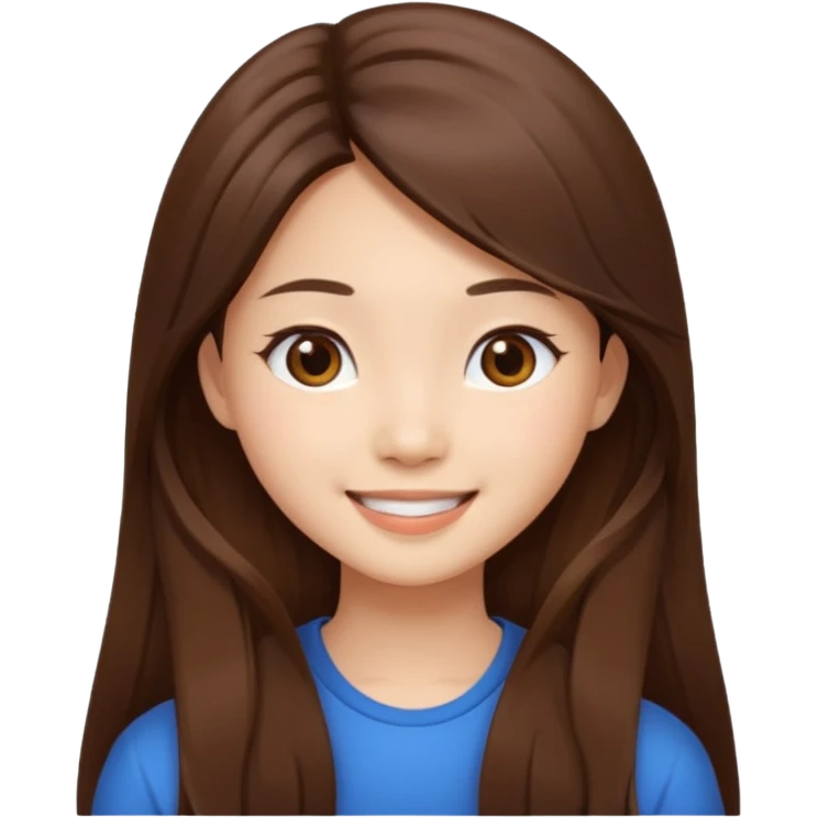 brown long hair, Asian girl, beauty emoji