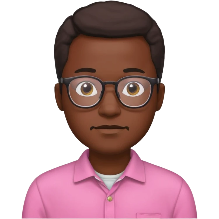 black man with pink shirt, wearing glasses  emoji