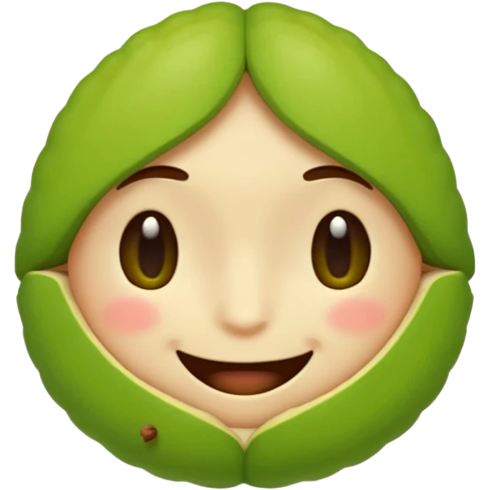 can you make a cuite pistachio emojii that is pixalited and wear th echaracter laught/ smile to the point where it closes it eyes  emoji