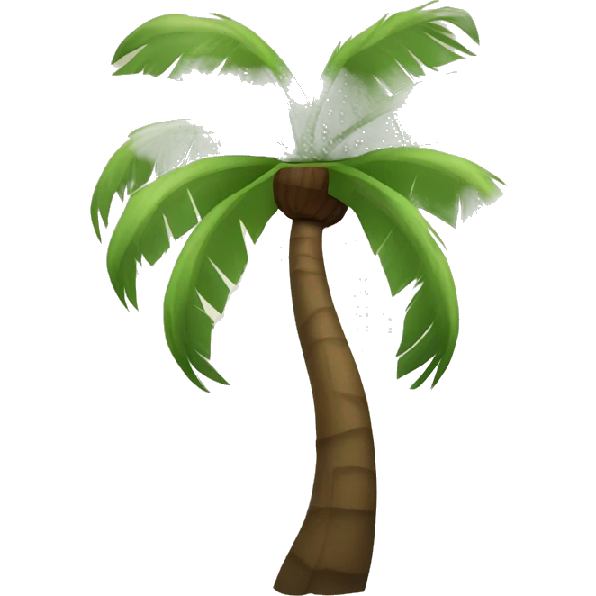 coconut tree with trunk in tones of brown and leaves in tones of green, no background, no sea, no sun, no sky emoji