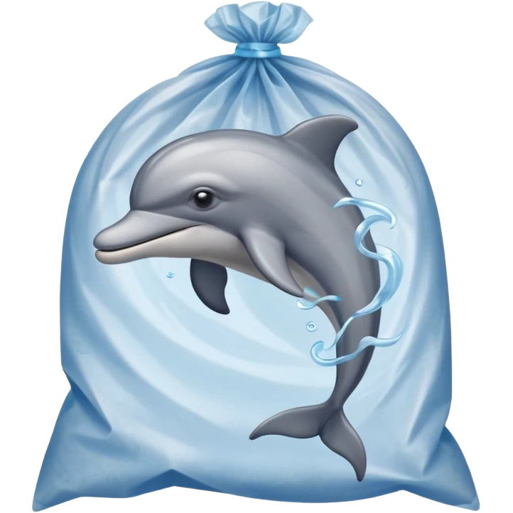 dolphin stuck in plastic waste bag emoji