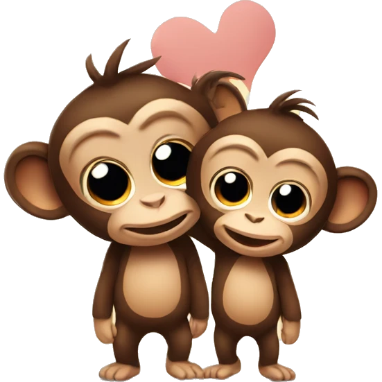 two monkeys are fall in love emoji