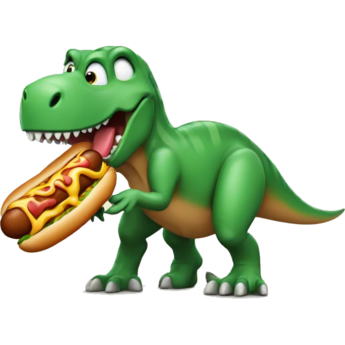 dinosaur eating a hotdog emoji