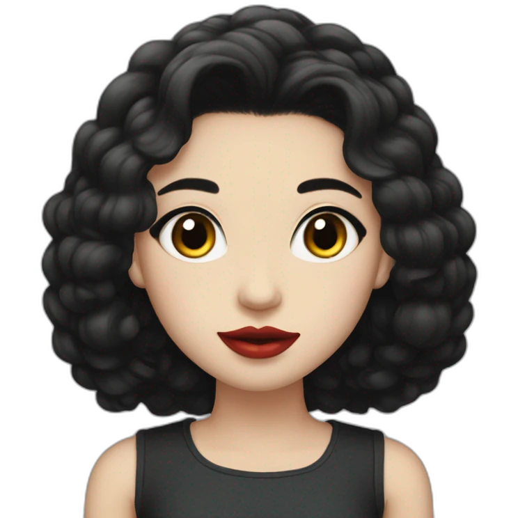 Beautiful young woman,Black hair,long hair,White skin,oval face,big eyes,Blackeyes,Redlips,Chinese emoji