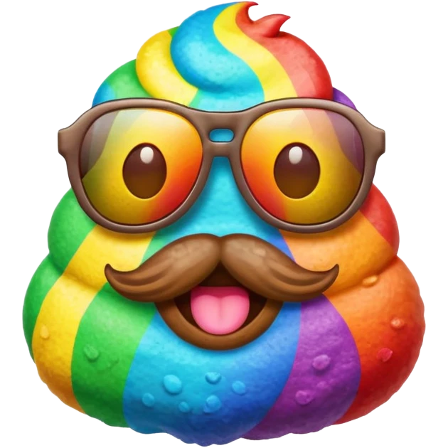rainbow poop emoji with sunglasses emoji