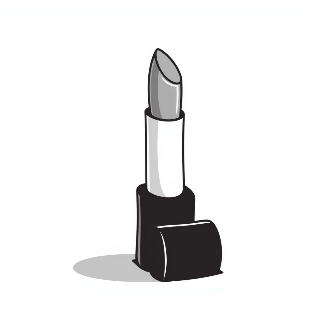 lipstick with the cap off showing the lipstick bullet in pastel colors dd9fb0 ffc6d3 a3bfc9 c4bee2 f1b091, detailed hand-drawn doodle style emoji