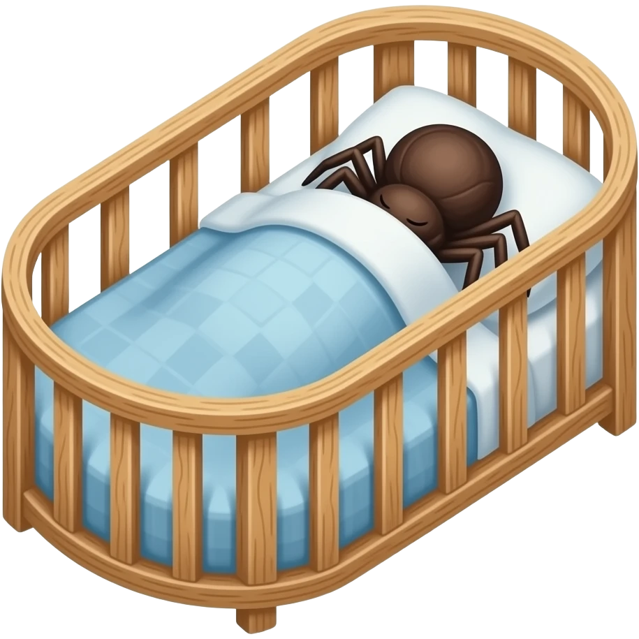 Паук спит в кроватке укрытый одеялом emoji