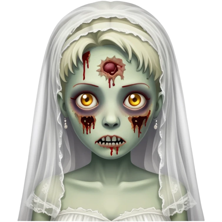 zombie bride with wedding veil and tattered white dress emoji