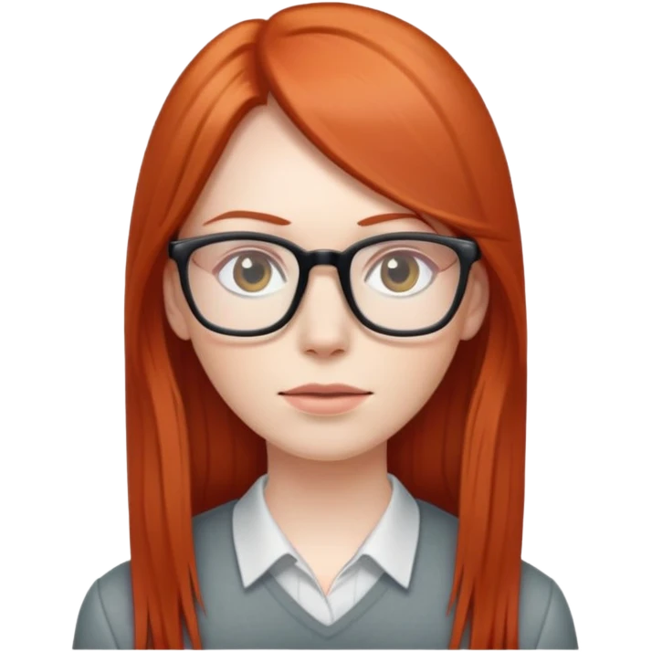 Red head long straight hair pale skin wearing glasses emoji