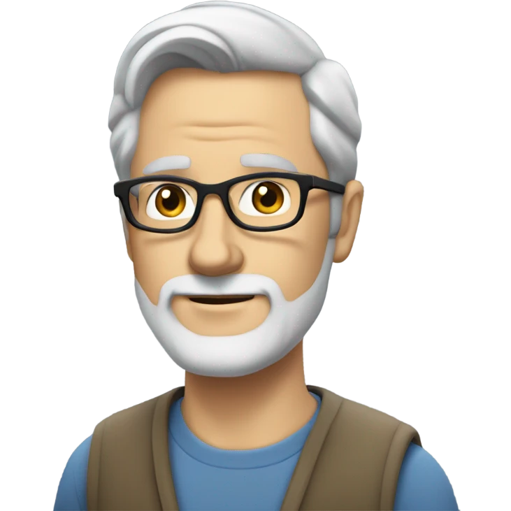 Middle aged white man with glasses, short dark hair, well groomed beard, and a grey beard emoji