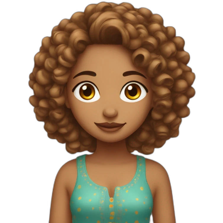Punjabi girl with bindi dot on forehead and curly hair emoji