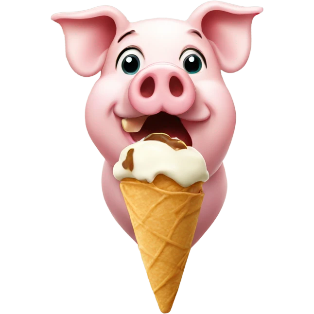 Pig eating icecream emoji