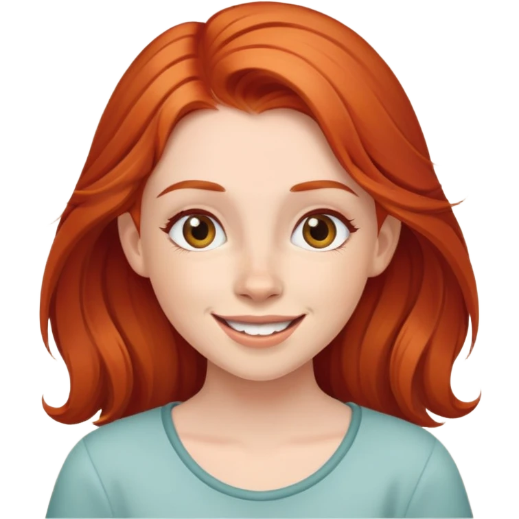 a young red-haired girl with an emotion of joy emoji