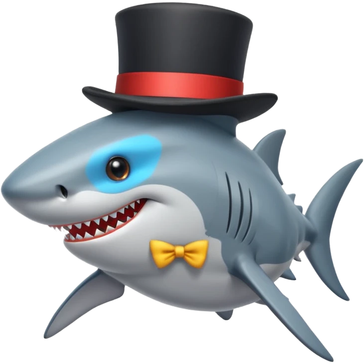 Shark with a top hat emoji
