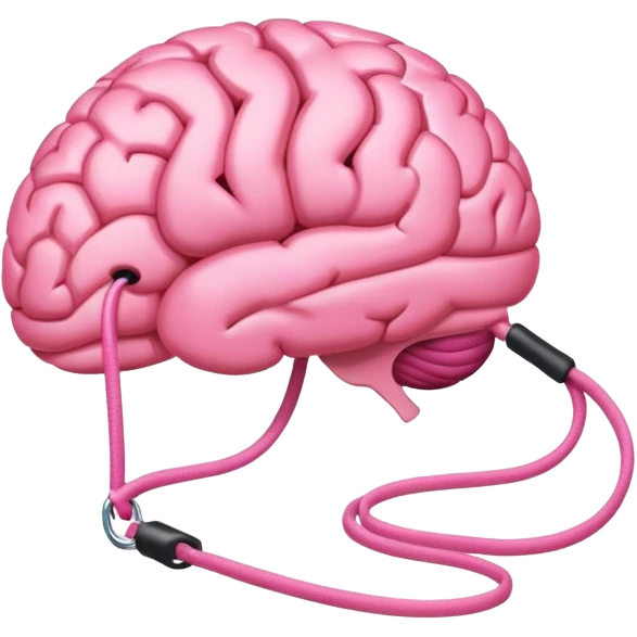 Pink brain on a leash emoji