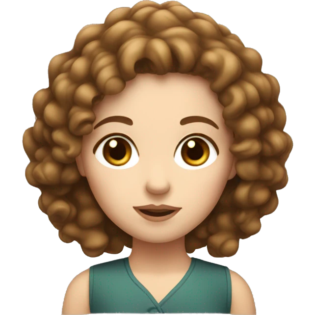 White girl with brown curls, cuban emoji