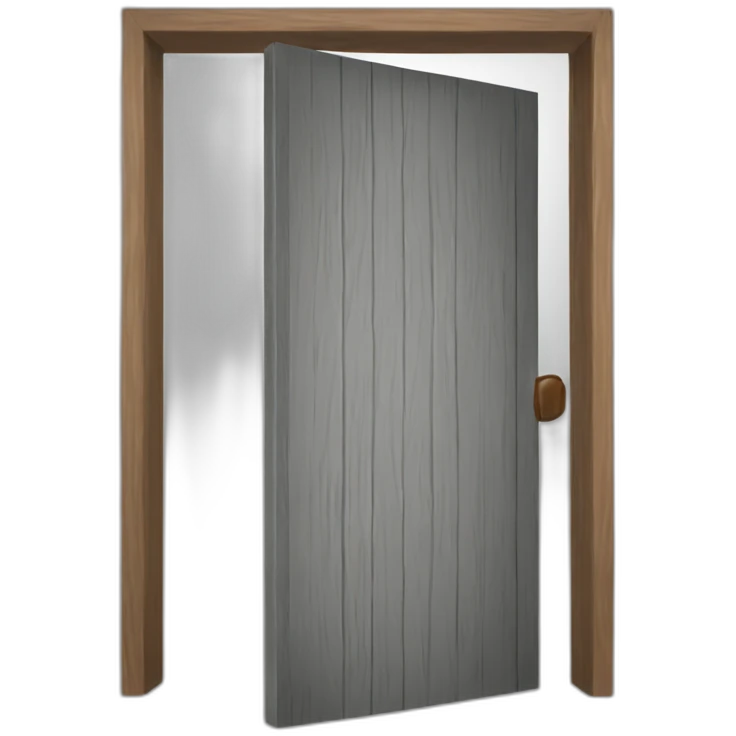 One gray wood open door perspective emoji
