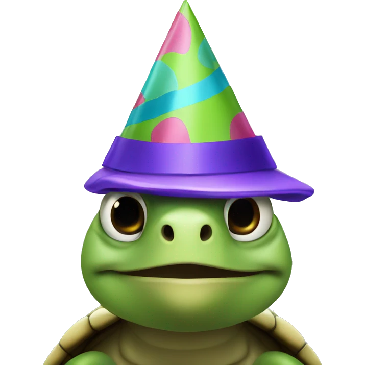 turtle wearing party hat emoji