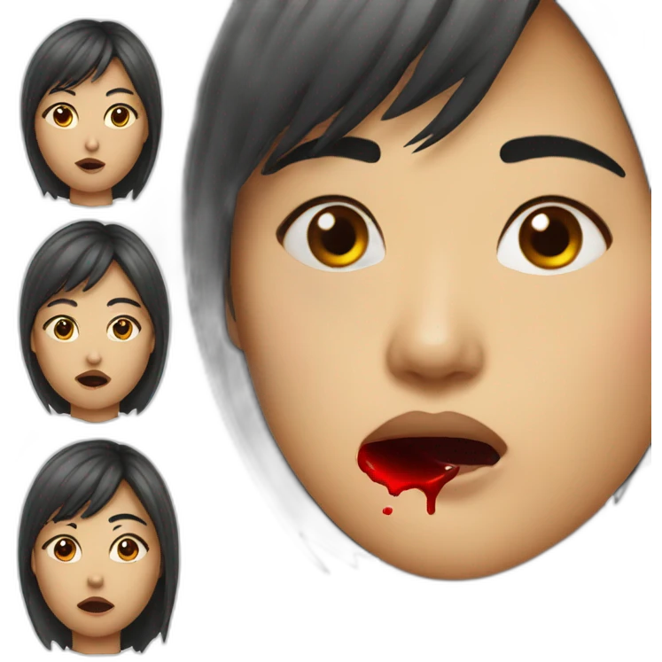 asian woman nose bleeding emoji