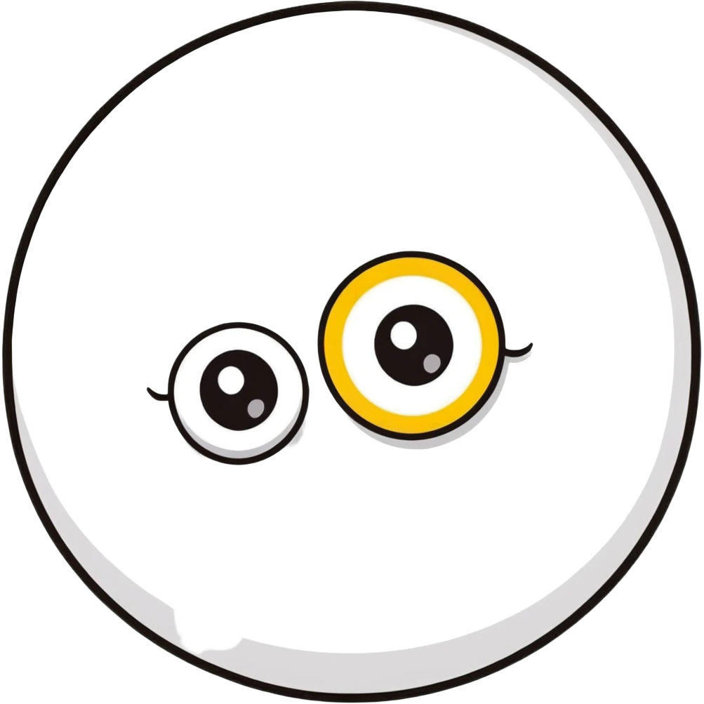 black circle with two white eyes, cartoon style emoji