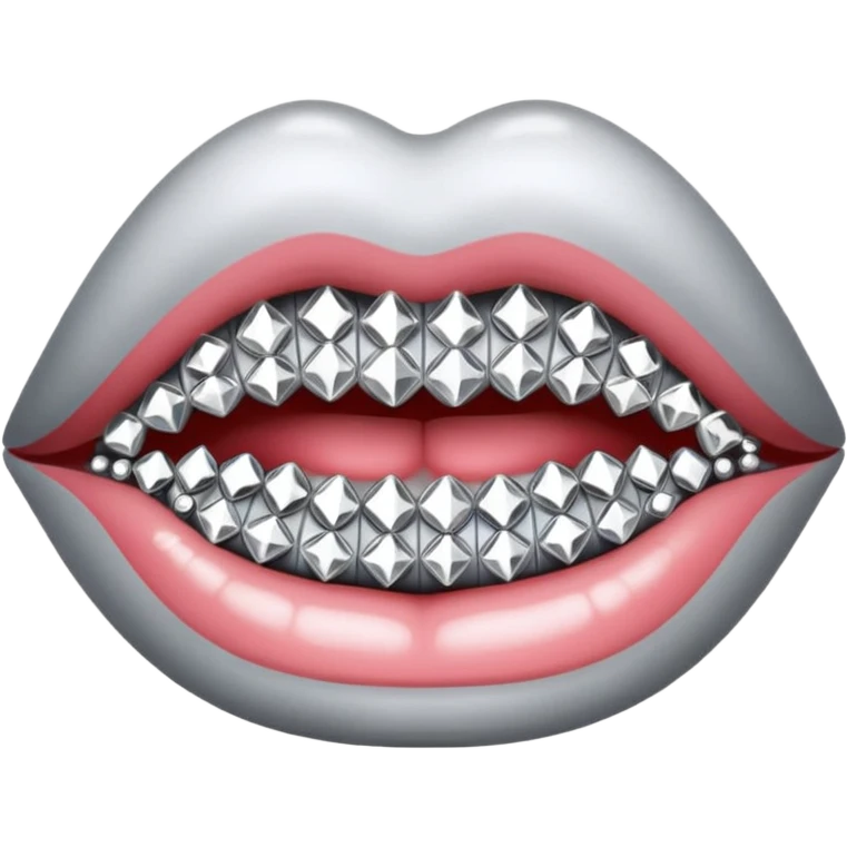 Silver lips with silver rhinestones emoji