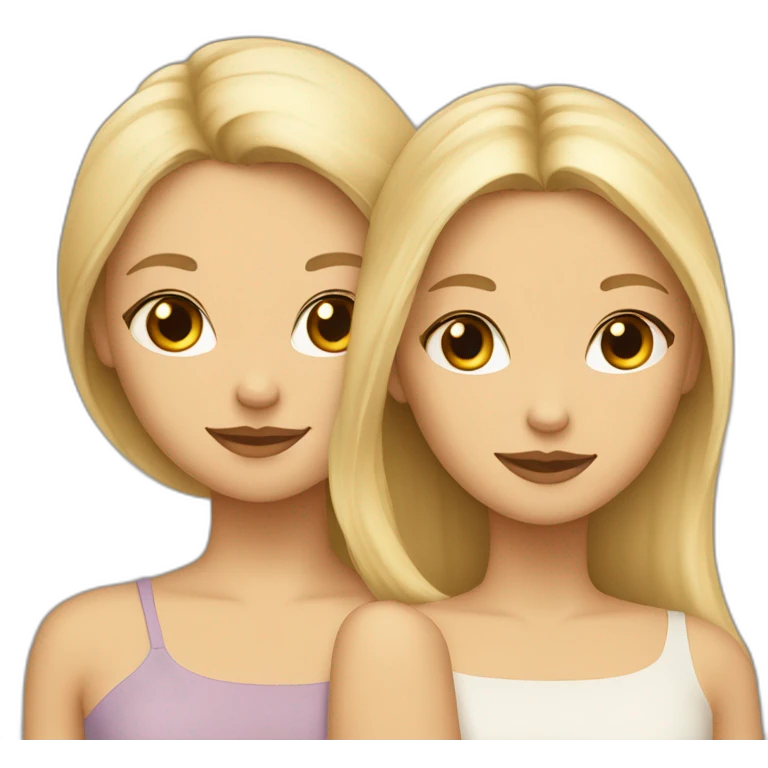 deux filles une fille blonde et fille brune a la peau beige emoji