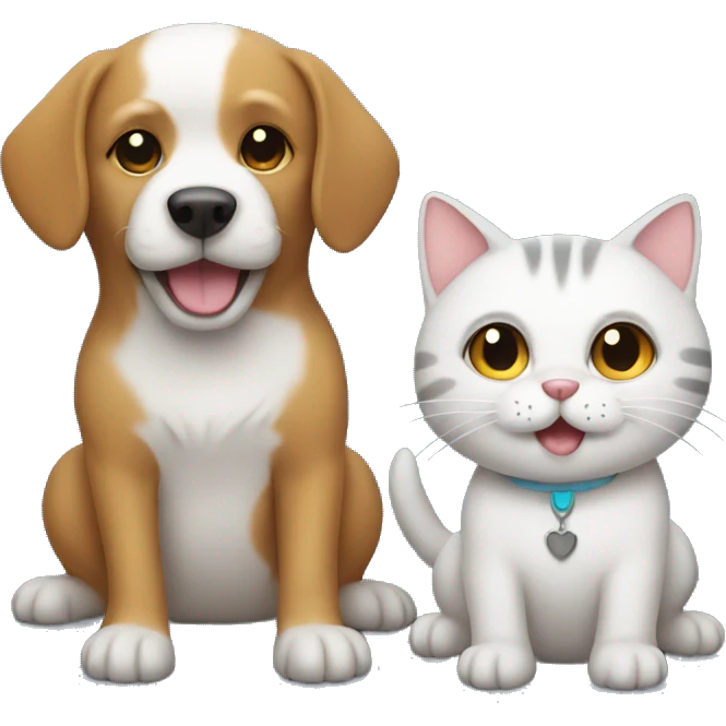 dog and cat with music emoji