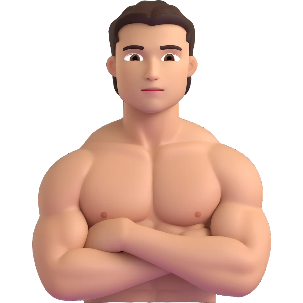 muscular young man's shoulder, shirtless emoji