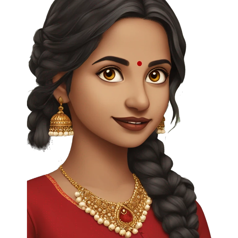 indian girl wearing full sleeve blood red kurti with jhumkas emoji