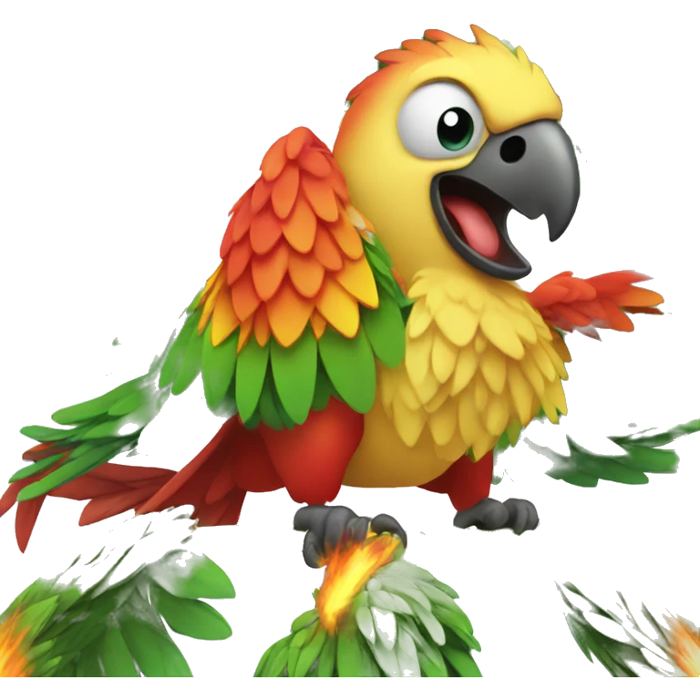 angry parrot screaming with fire on his head emoji