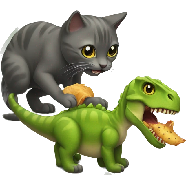 Cat eating dinosaur  emoji
