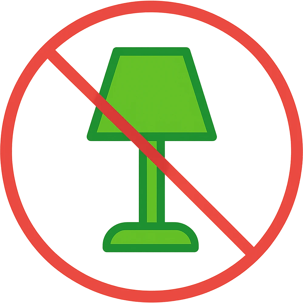 Make the green lamp a much brighter, more vivid green while keeping the red prohibition circle intact. Maintain a transparent background. The style should be consistent with the original images. emoji