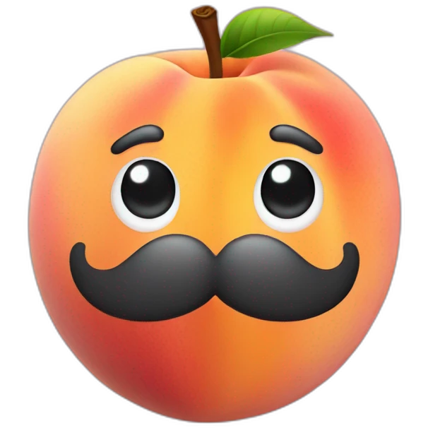 A Peach with retro moustache emoji