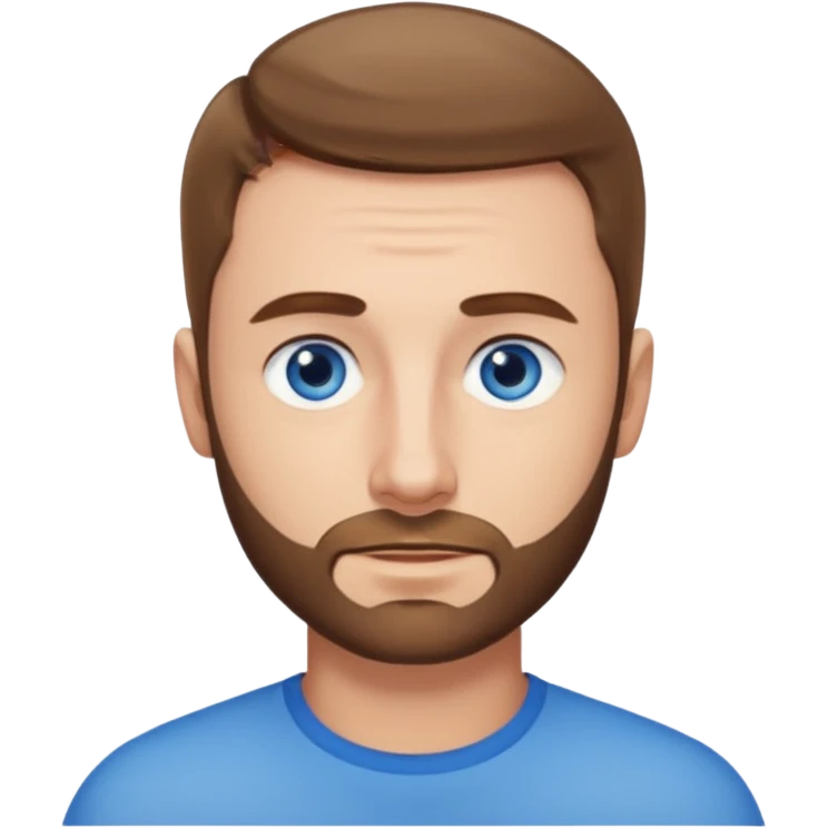 homme yeux bleus presque chauve mais encore avec des cheveux clairsemées et une barbe courte emoji