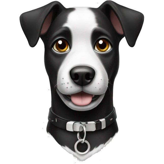 Black and white dog wearing a black collar emoji