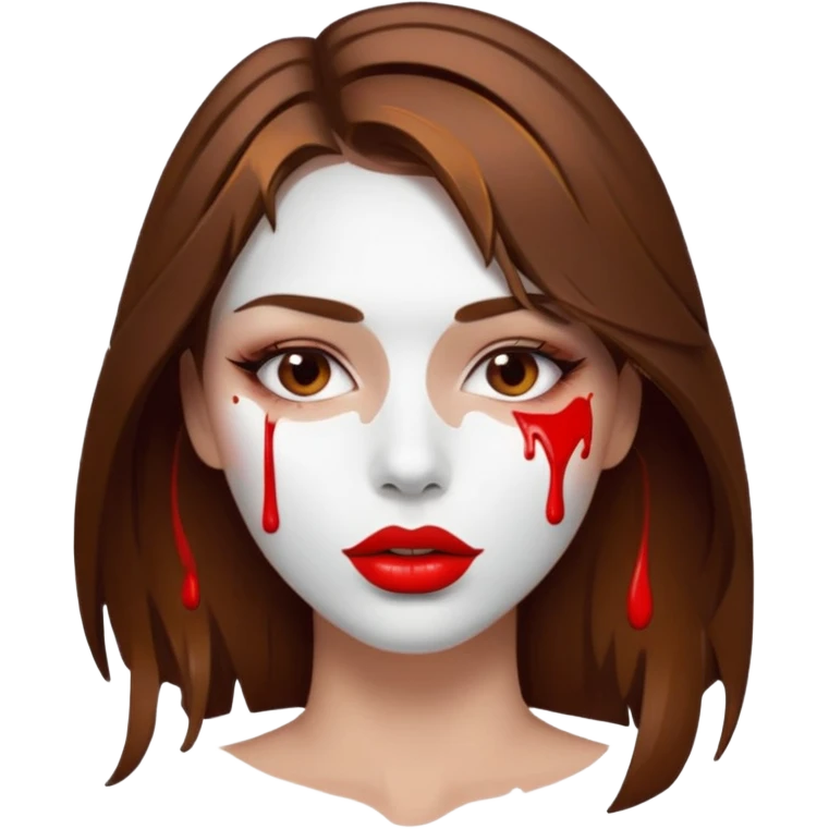 Brown Hair, Woman, white paint drip, face, hot, Sexy, lips emoji
