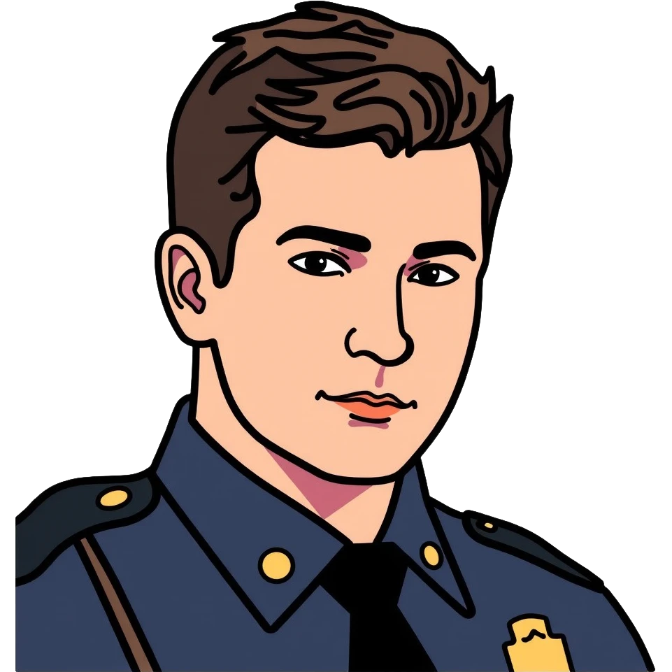 Realistic portrait of Nathan Fillion as John Nolan from The Rookie, detailed police officer with short hair and uniform emoji